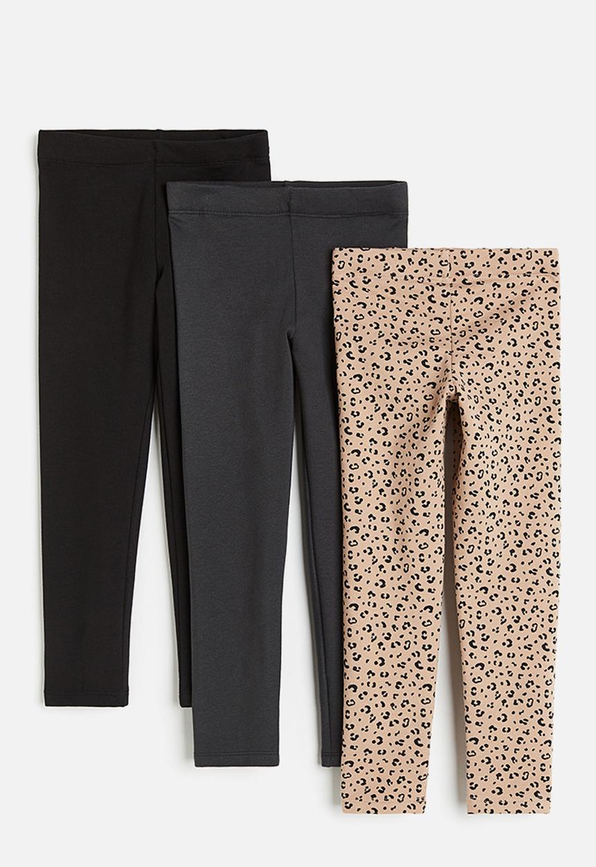 H&M - 3 pack heavy jersey leggings - beige leopard print 