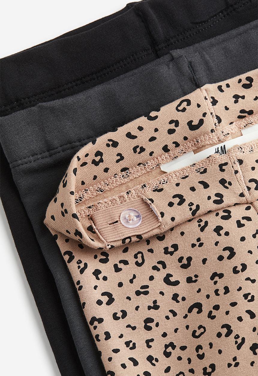 H&M - 3 pack heavy jersey leggings - beige leopard print 