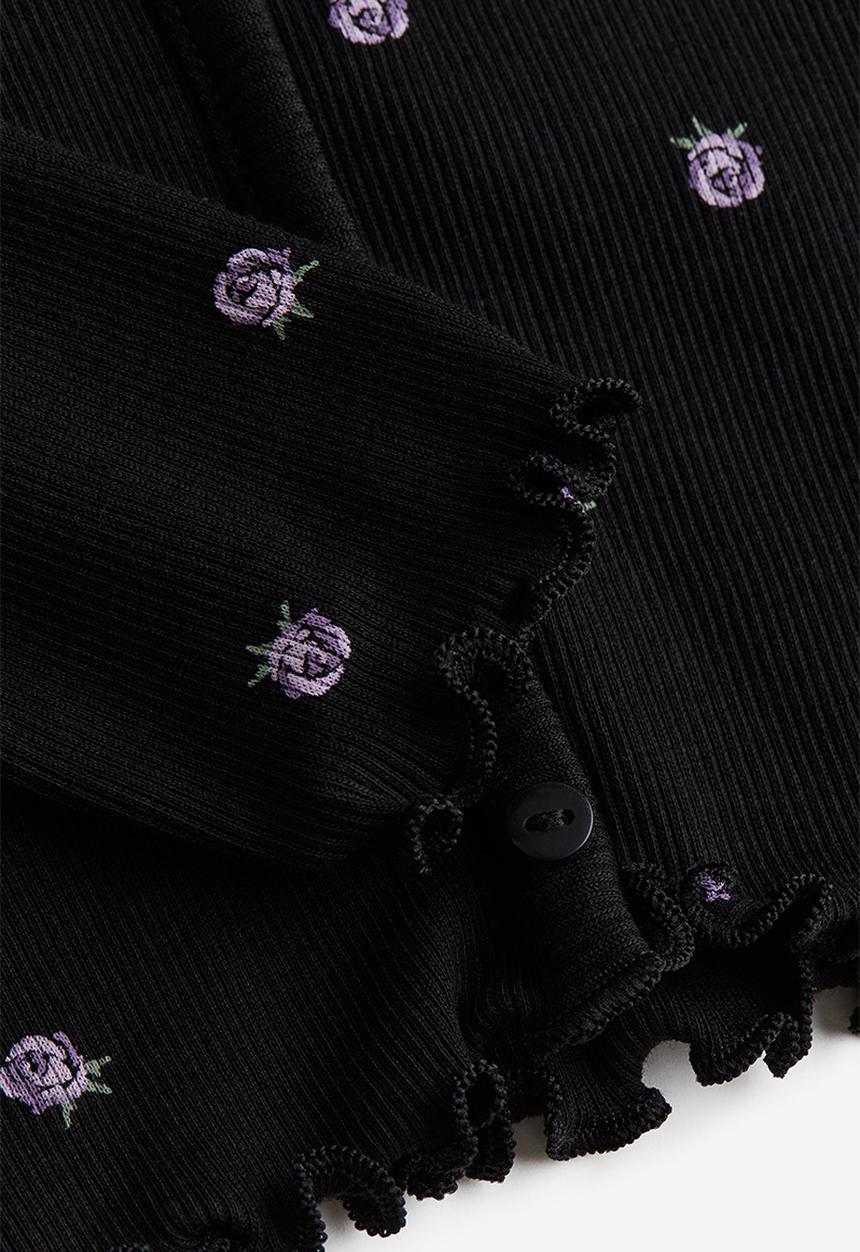 H&M - Long-sleeved jersey top - black floral