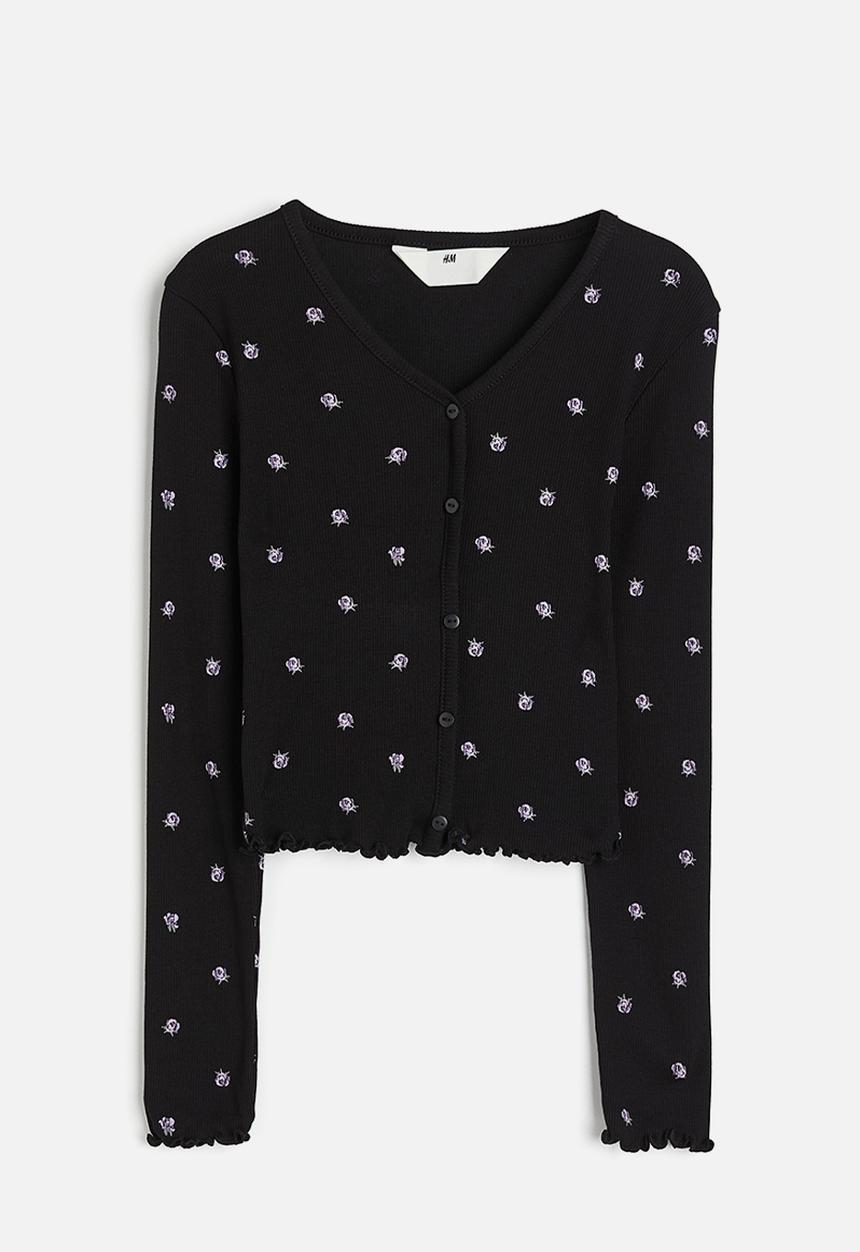 H&M - Long-sleeved jersey top - black floral