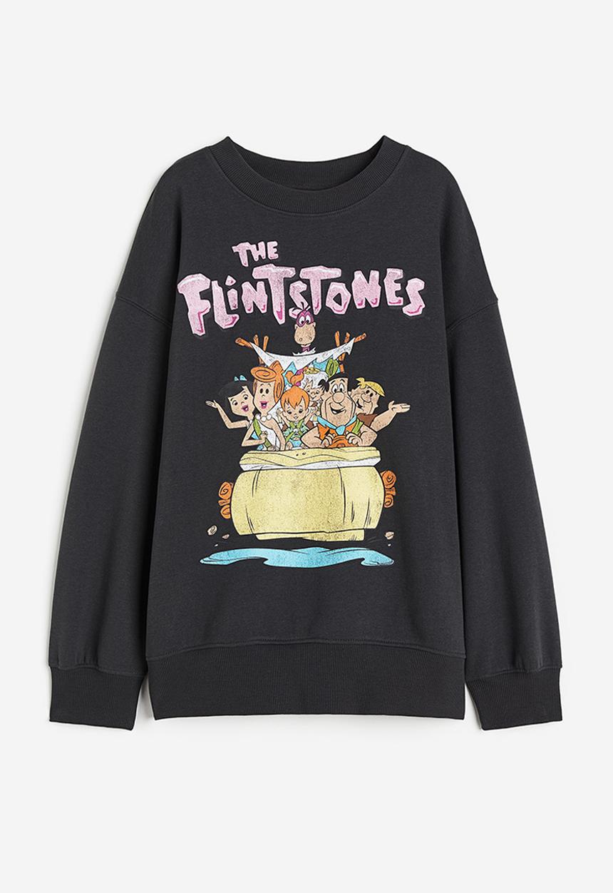 H&M - Oversized sweatshirt - dark grey & the flintstones