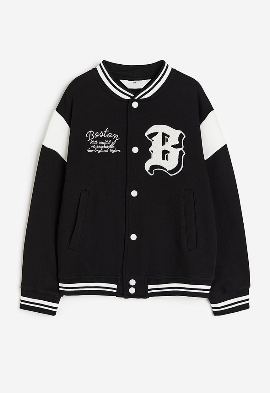 H&M - Motif-detail baseball jacket - black