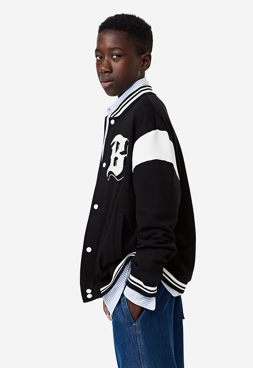H&M - Motif-detail baseball jacket - black