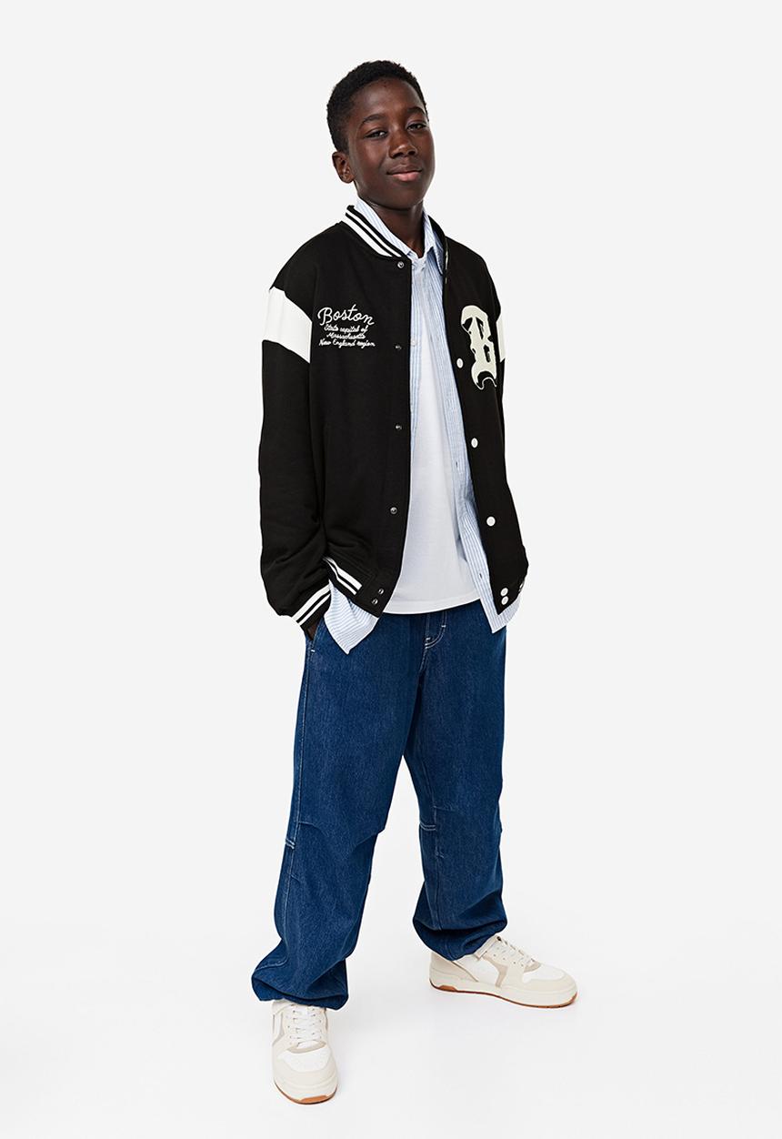 H&M - Motif-detail baseball jacket - black