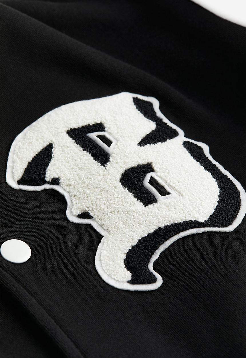 H&M - Motif-detail baseball jacket - black