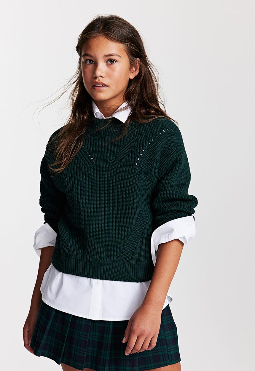 H&M - Pleated skirt - green/checked