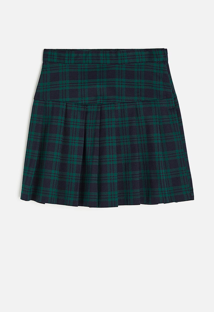 H&M - Pleated skirt - green/checked