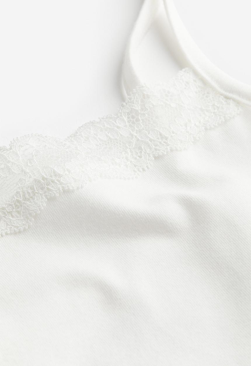 H&M - Lace-trimmed strappy top - white