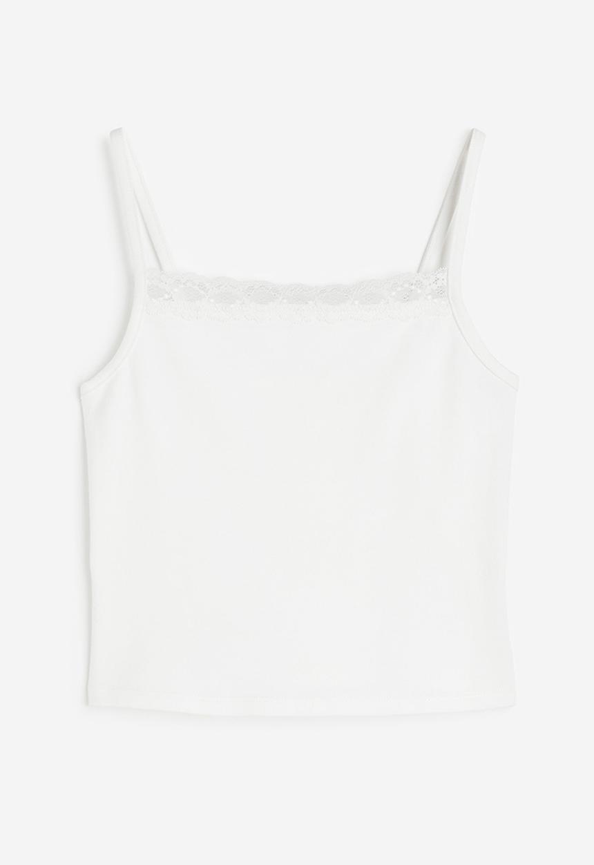 H&M - Lace-trimmed strappy top - white