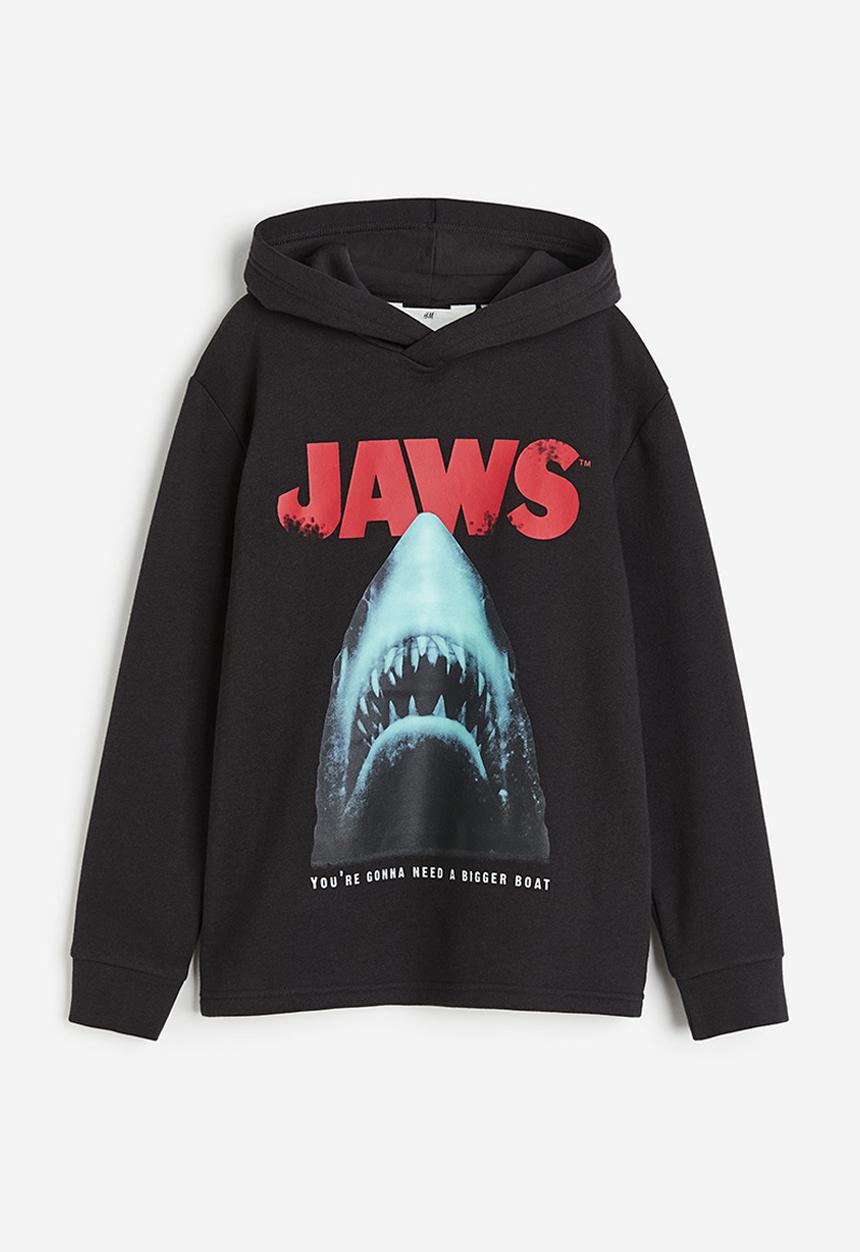 H&M - Printed hoodie - black/jaws