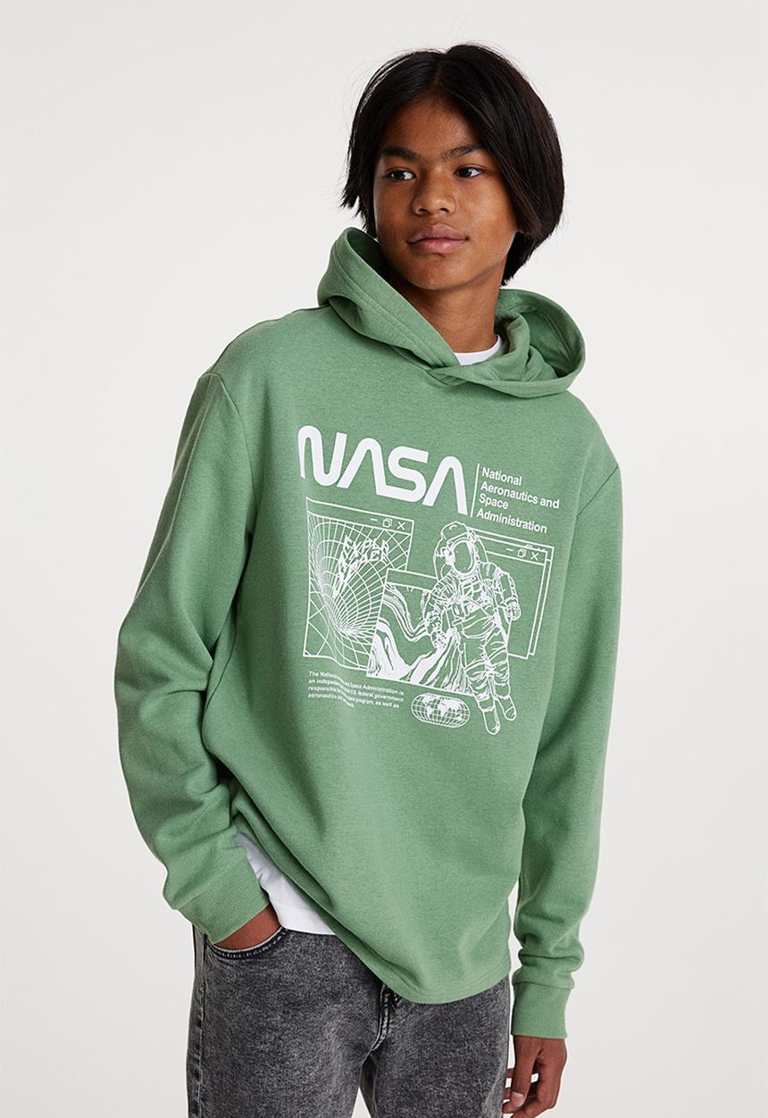 H&M - Printed hoodie - green/nasa