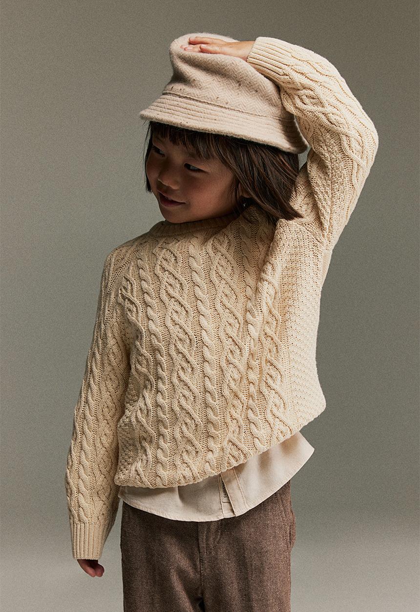 H&M - Cable-knit cotton jumper - light beige
