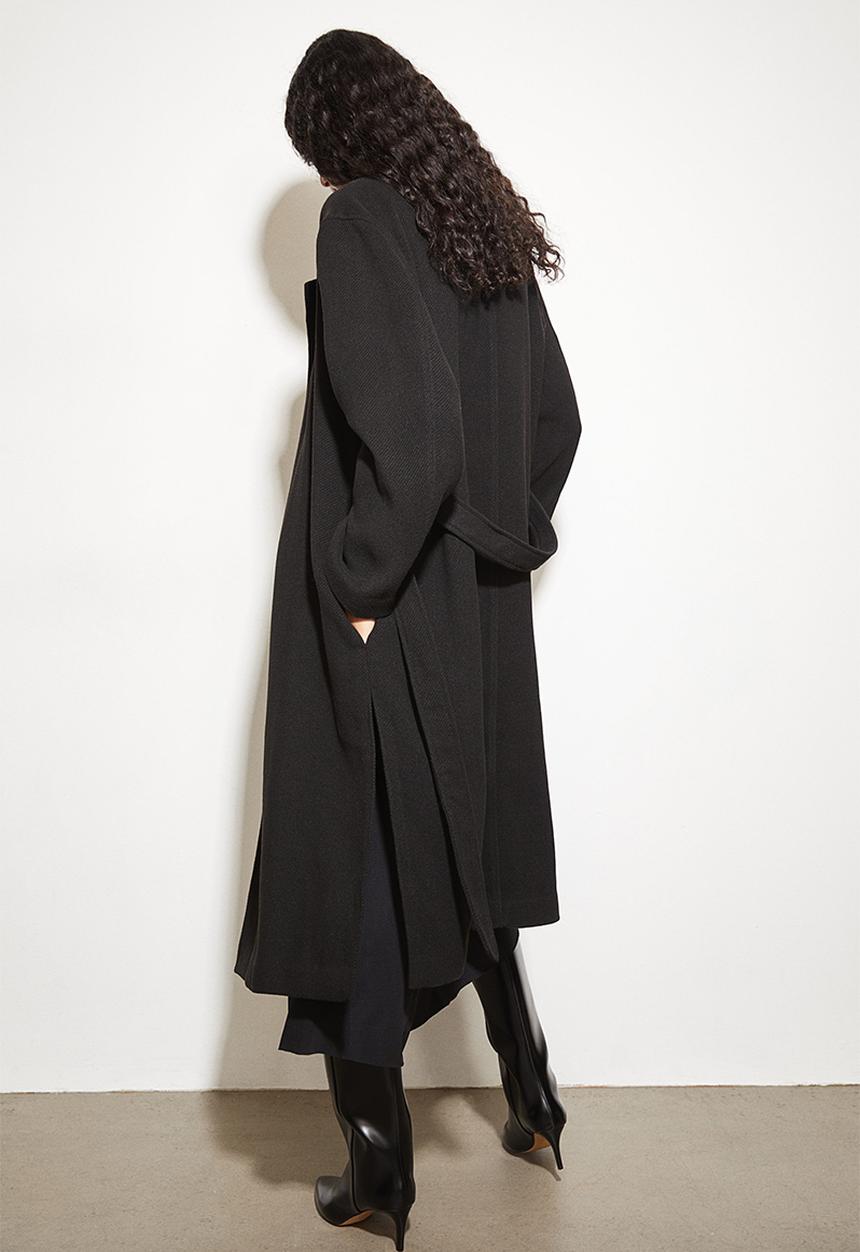 H&M - Tie-belt coat - black