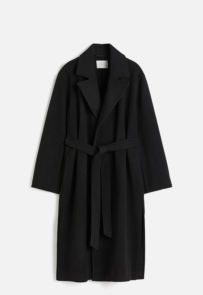 H&M - Tie-belt coat - black