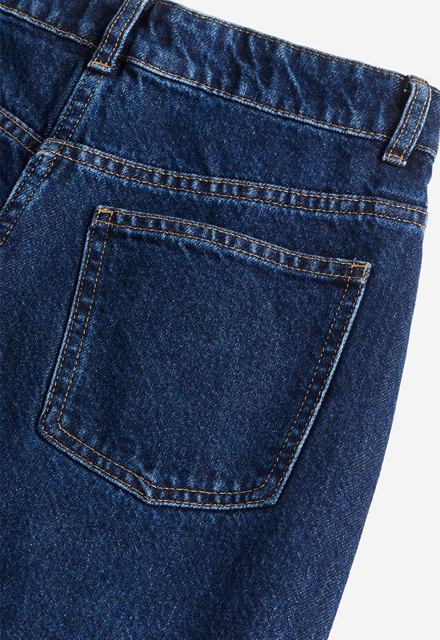 H&M - Slit-front denim skirt - dark denim blue