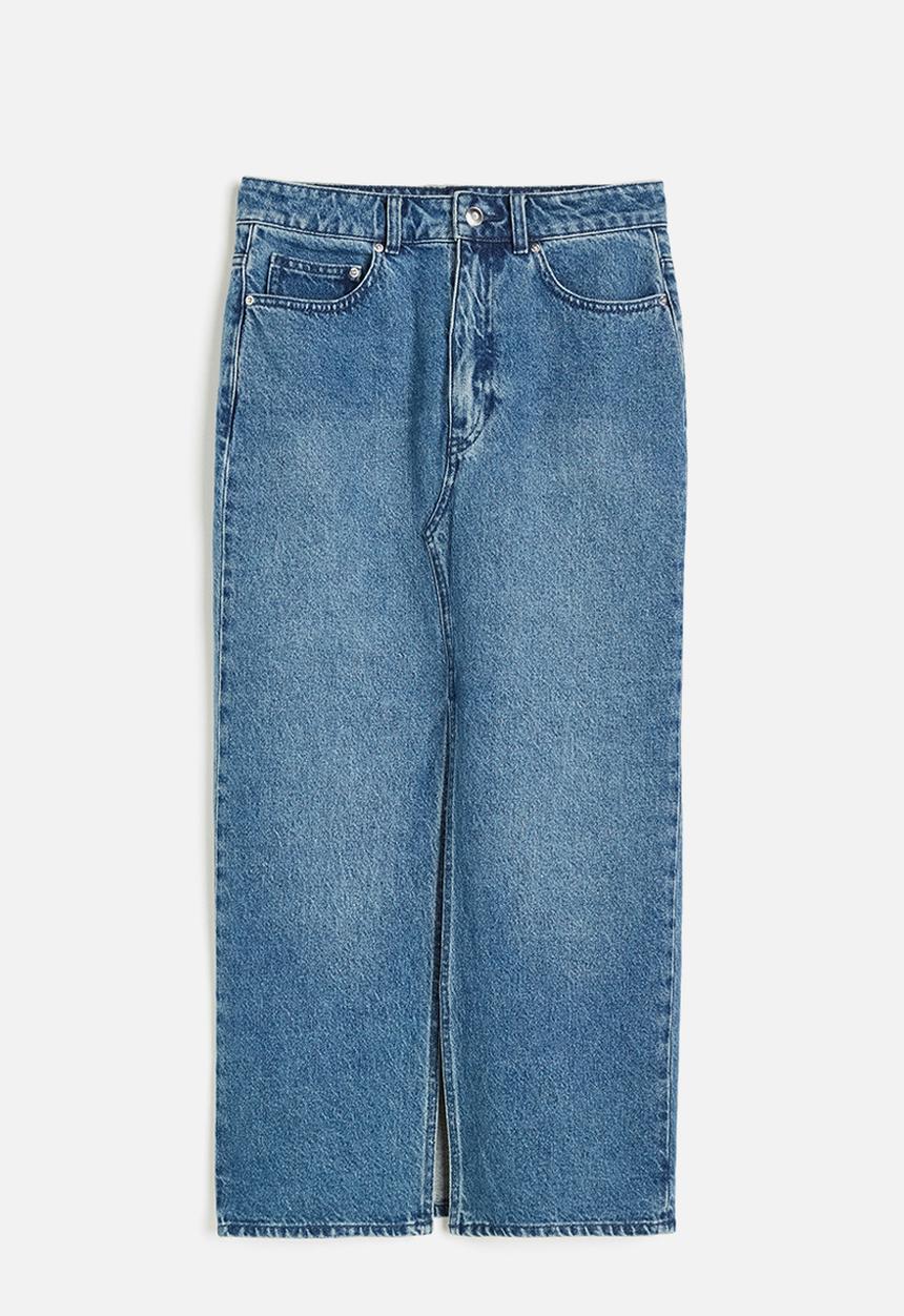 H&M - Slit-front denim skirt - denim blue