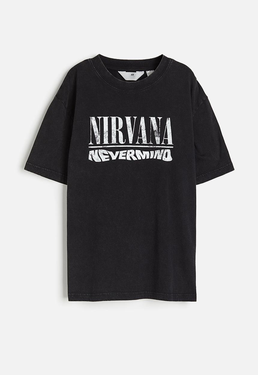 H&M - Printed t-shirt - black/nirvana