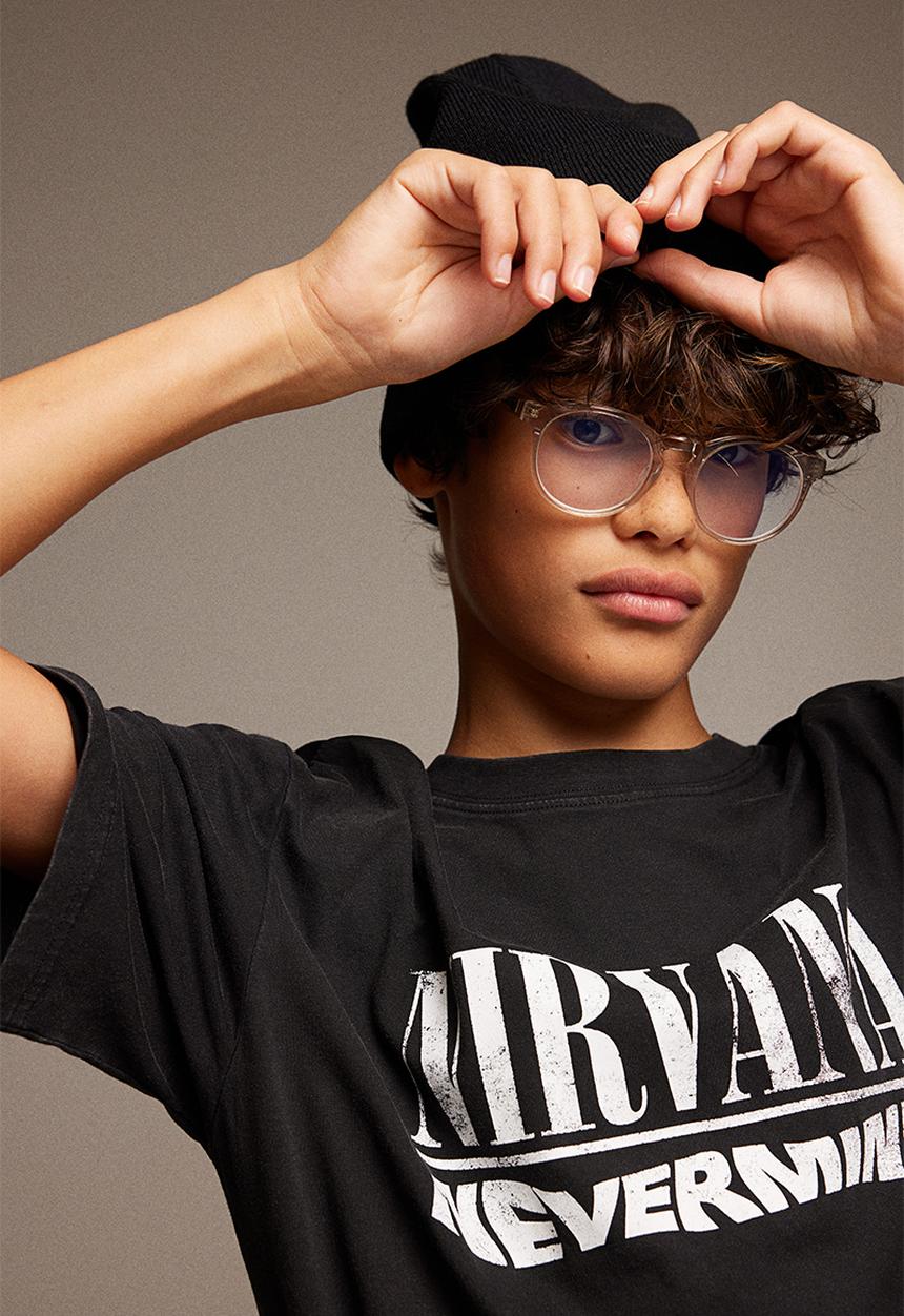 H&M - Printed t-shirt - black/nirvana