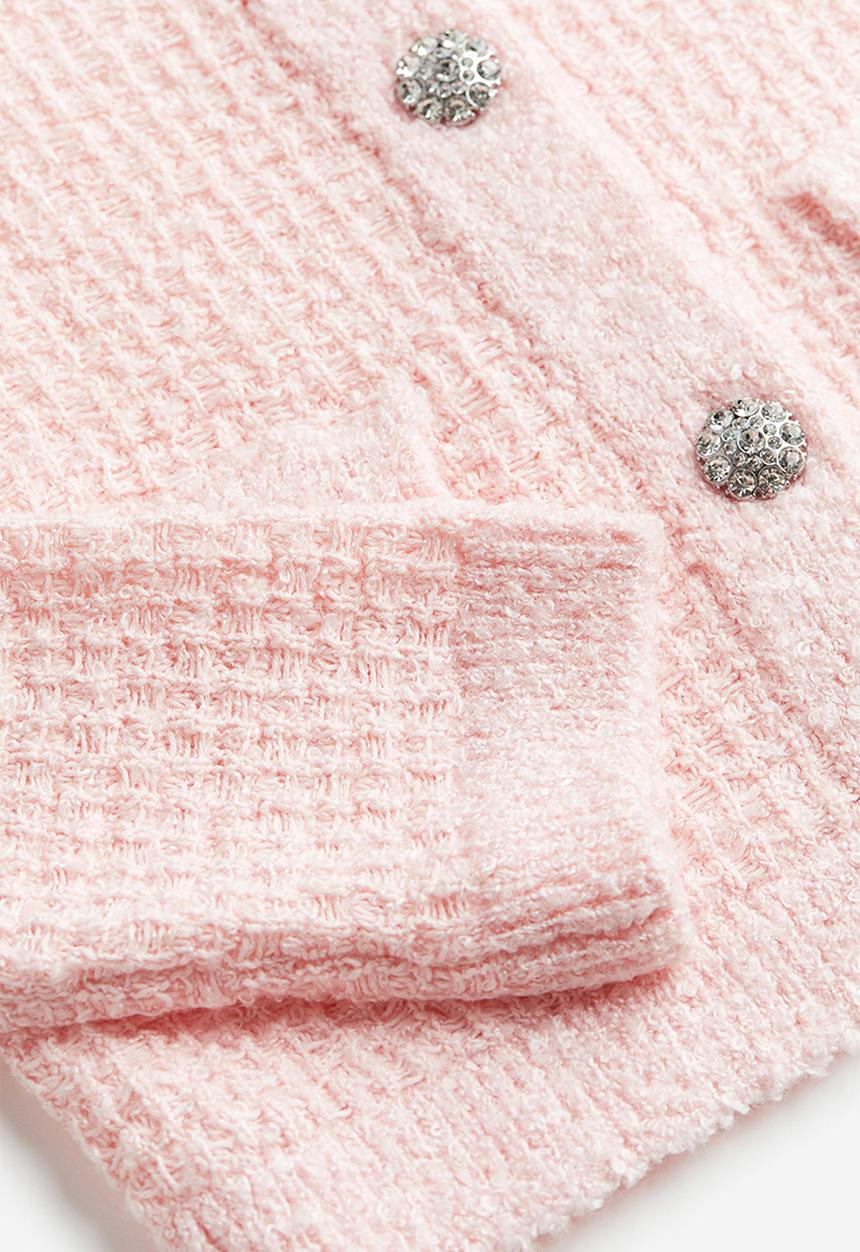 H&M - Textured-knit cardigan - light pink
