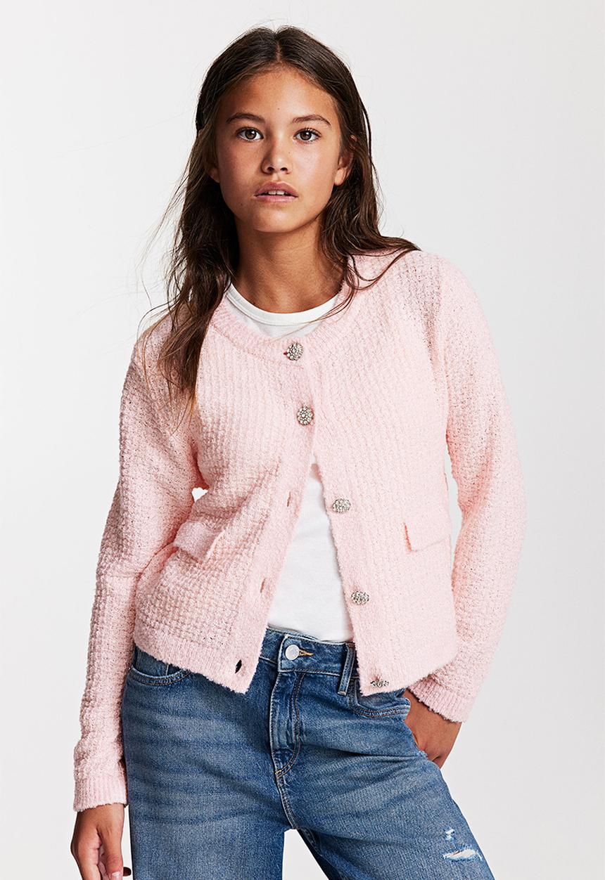 H&M - Textured-knit cardigan - light pink