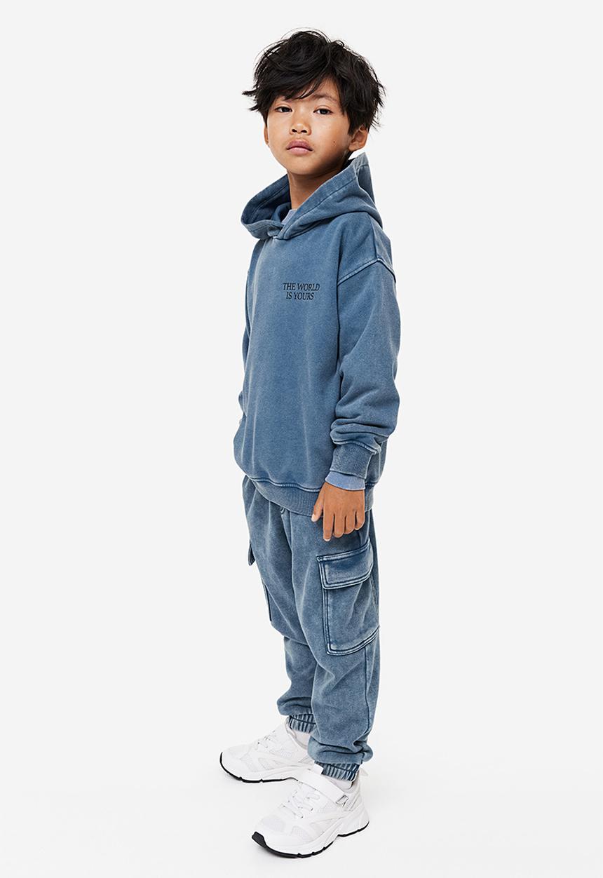 H&M - Washed-look cargo joggers - blue