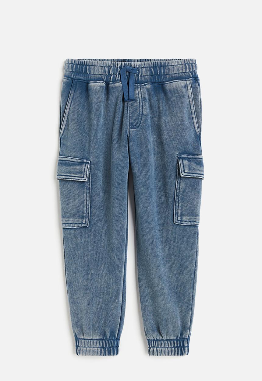 H&M - Washed-look cargo joggers - blue