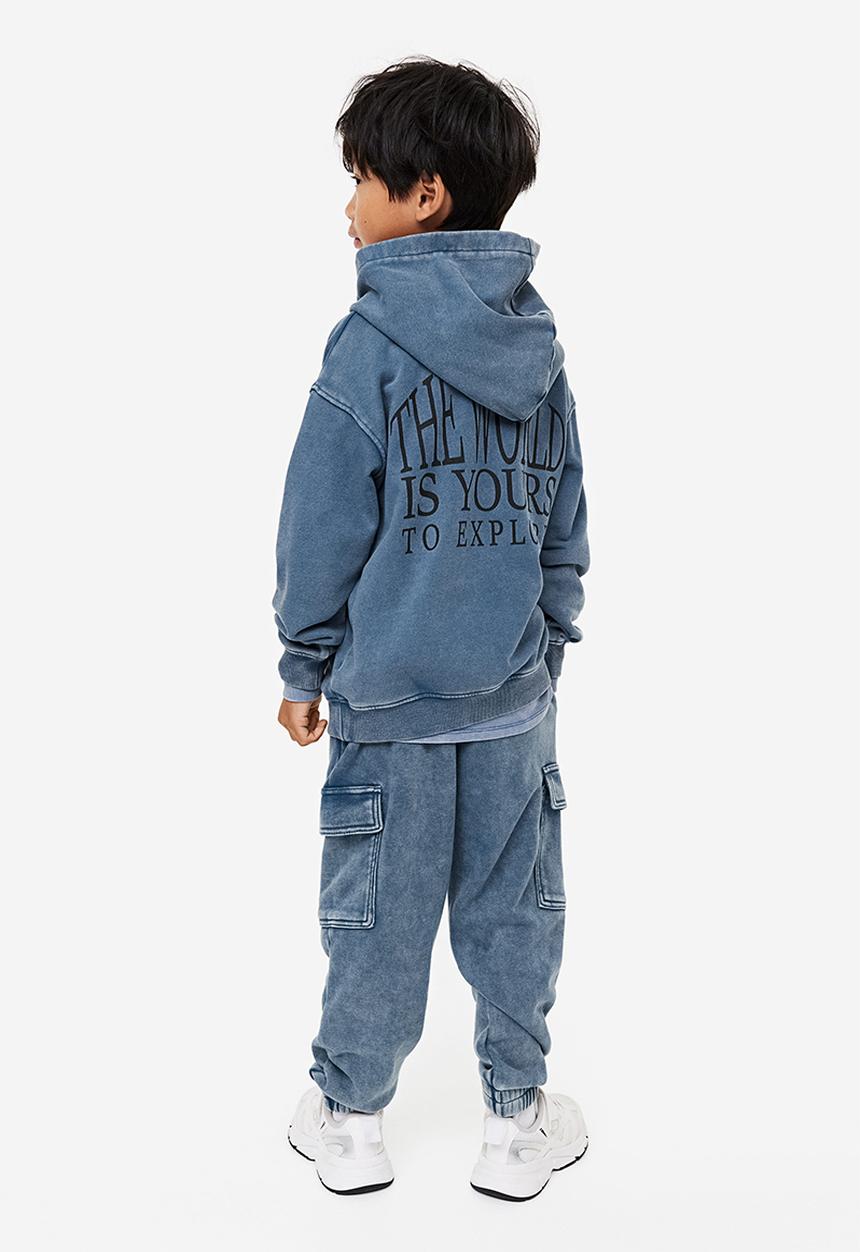 H&M - Washed-look cargo joggers - blue