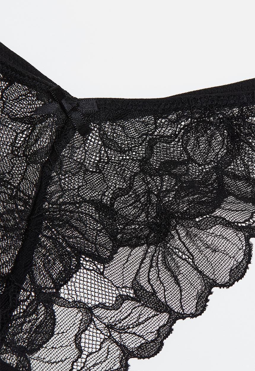 H&M - 2 pack lace thong briefs - black