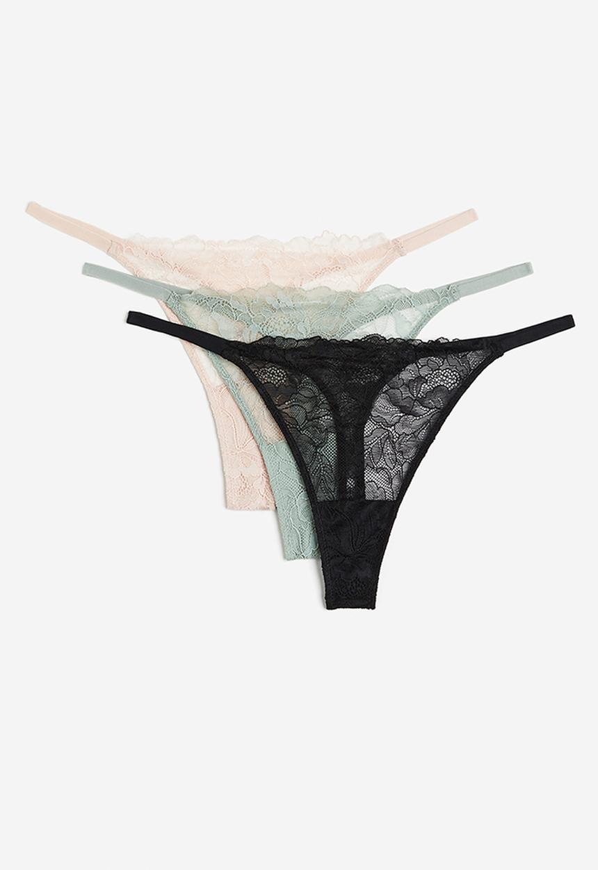 H&M - 3 pack lace thong briefs - multi