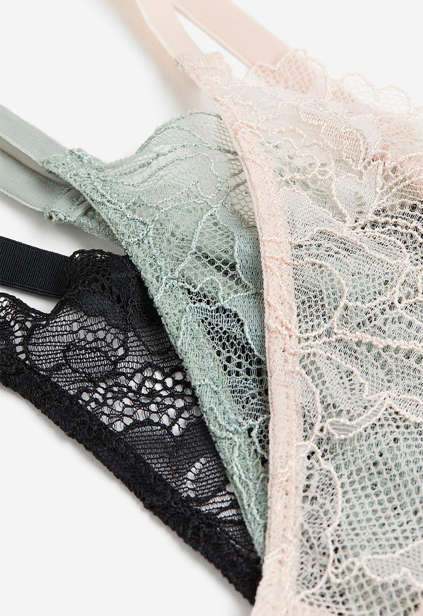 H&M - 3 pack lace thong briefs - multi