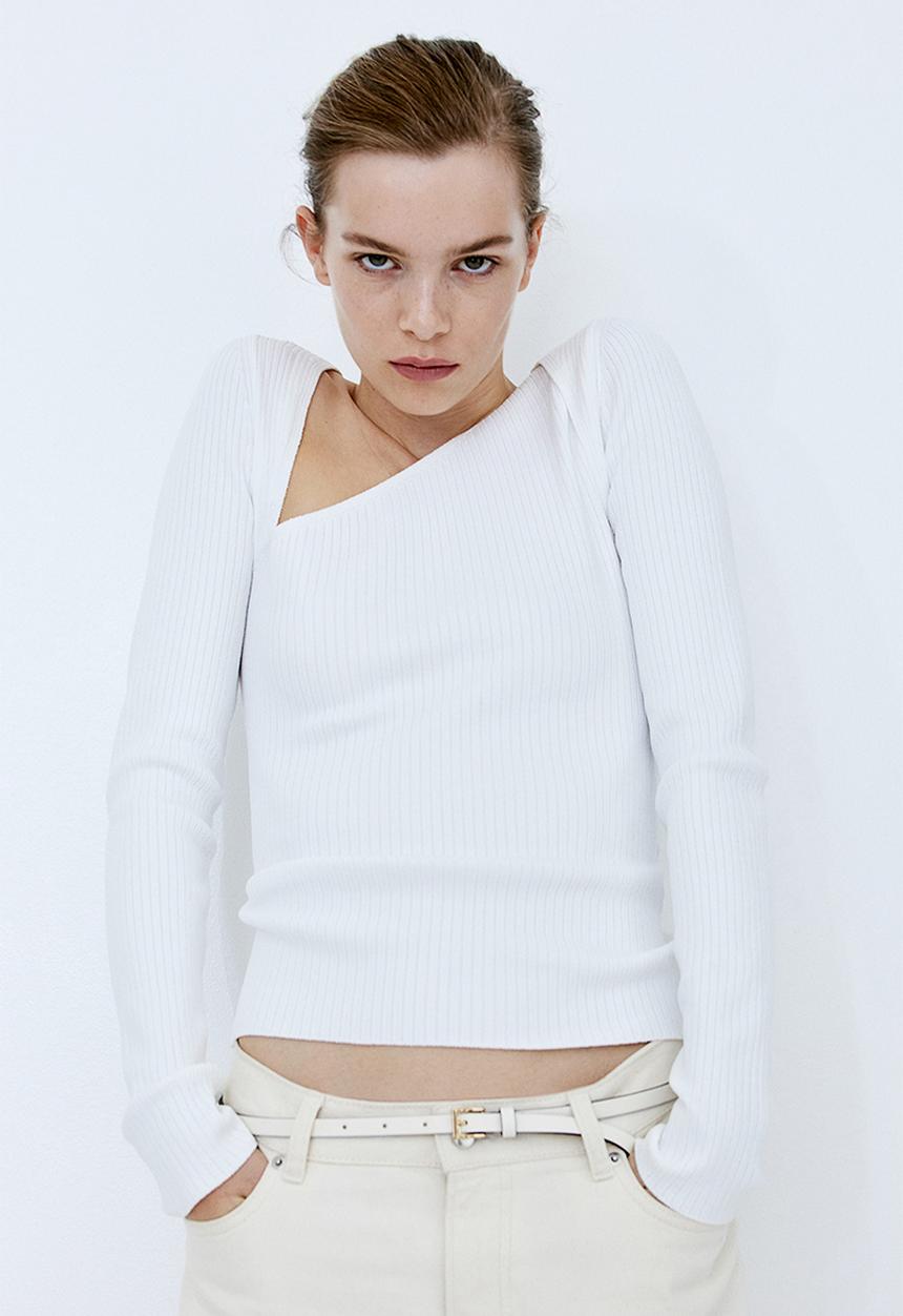 H&M - Asymmetric-neck jumper - white