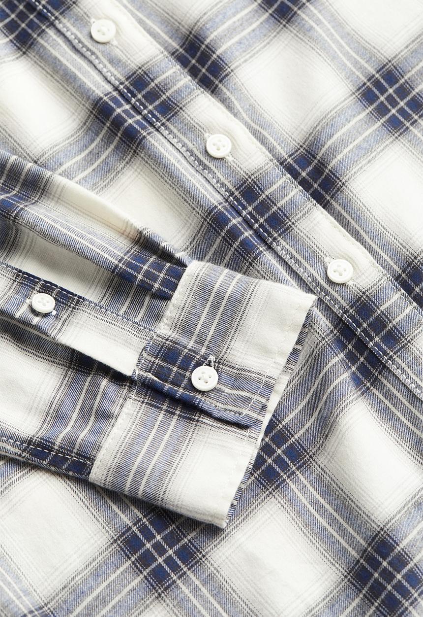 H&M - Cotton flannel shirt - dark blue checked
