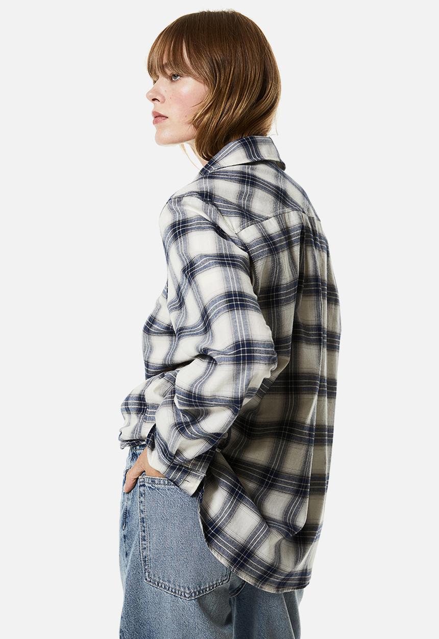 H&M - Cotton flannel shirt - dark blue checked