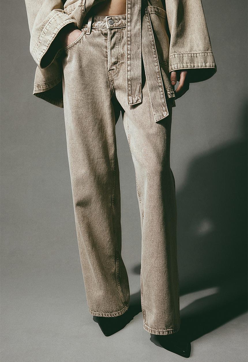 H&M - Baggy wide low jeans - beige