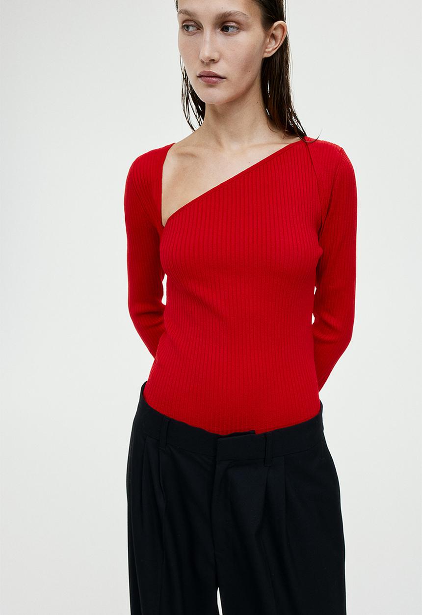 H&M - Asymmetric-neck jumper - red