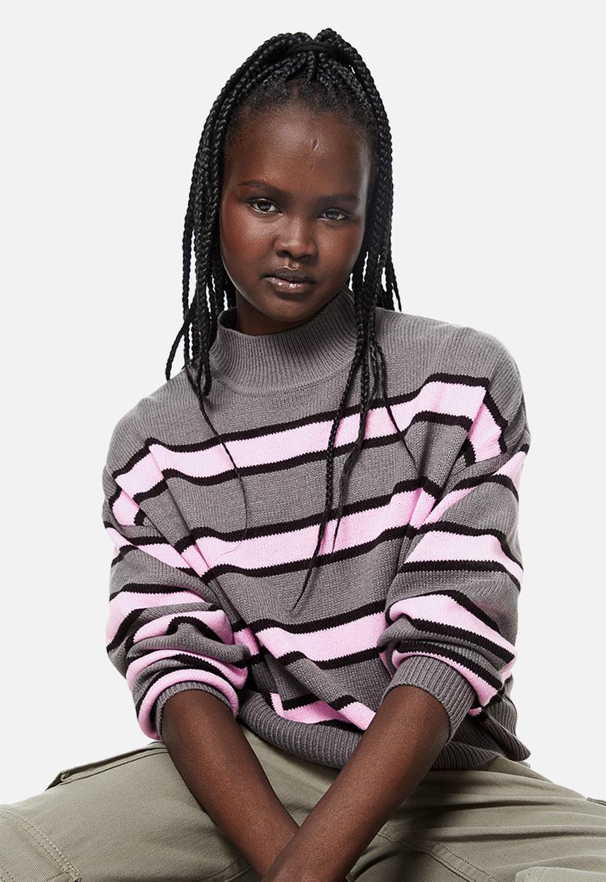 H&M - Jumper - dark grey striped