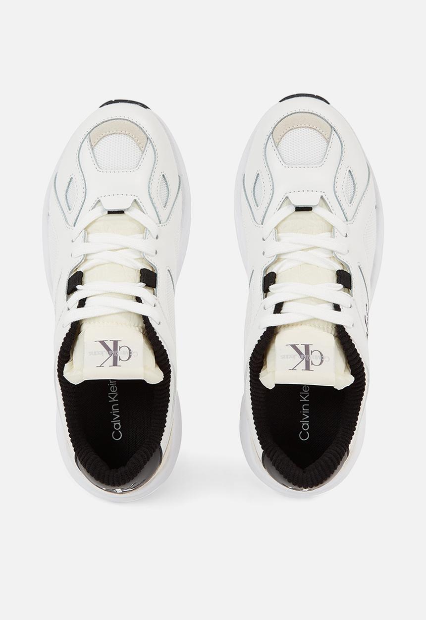 Calvin Klein - Retro runner lace up lth mix wn - Bright White/Black