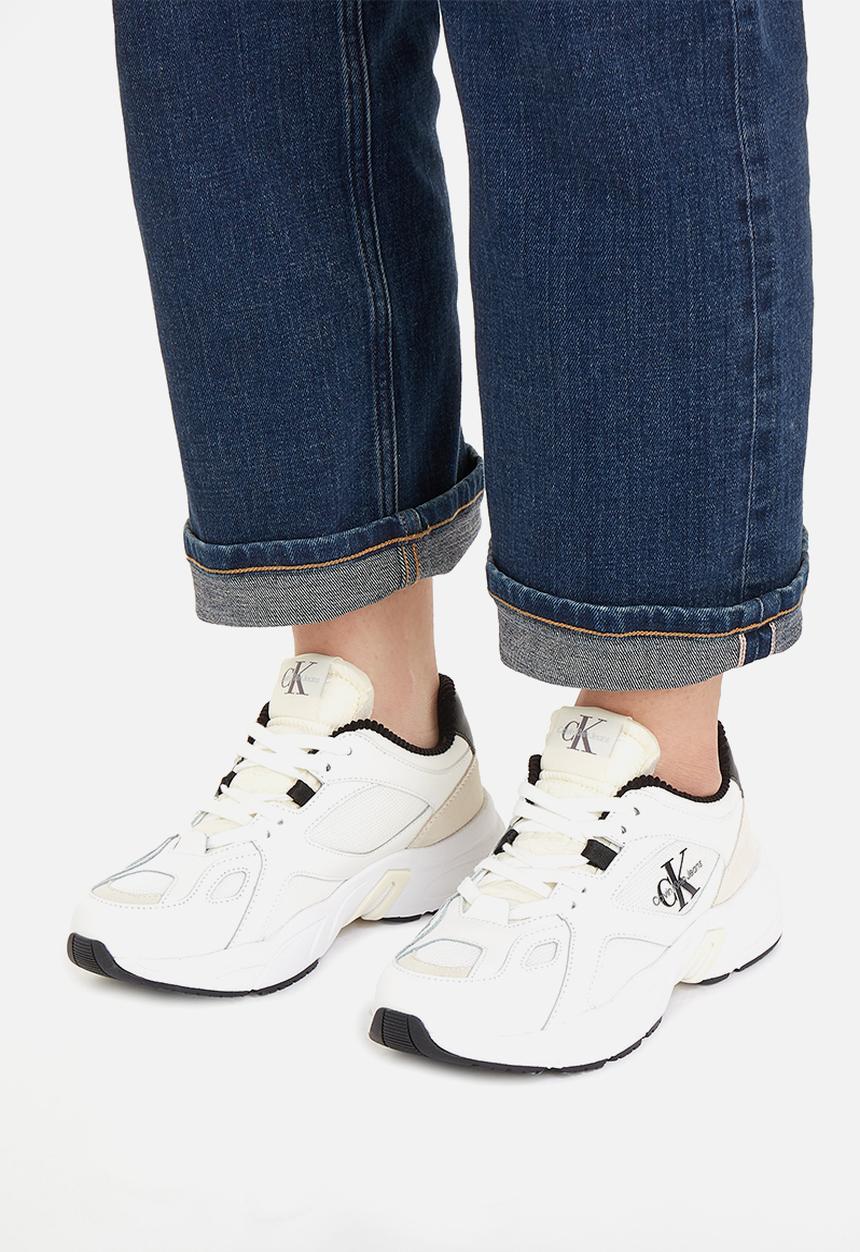 Calvin Klein - Retro runner lace up lth mix wn - Bright White/Black