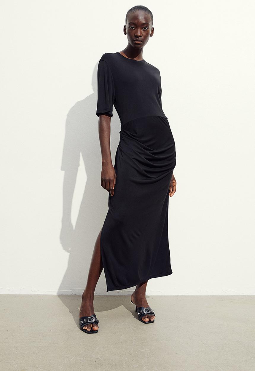 H&M - Draped jersey dress - black
