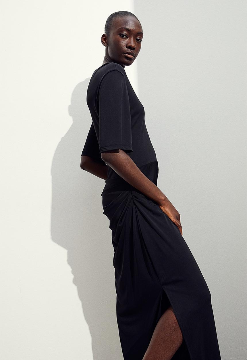 H&M - Draped jersey dress - black
