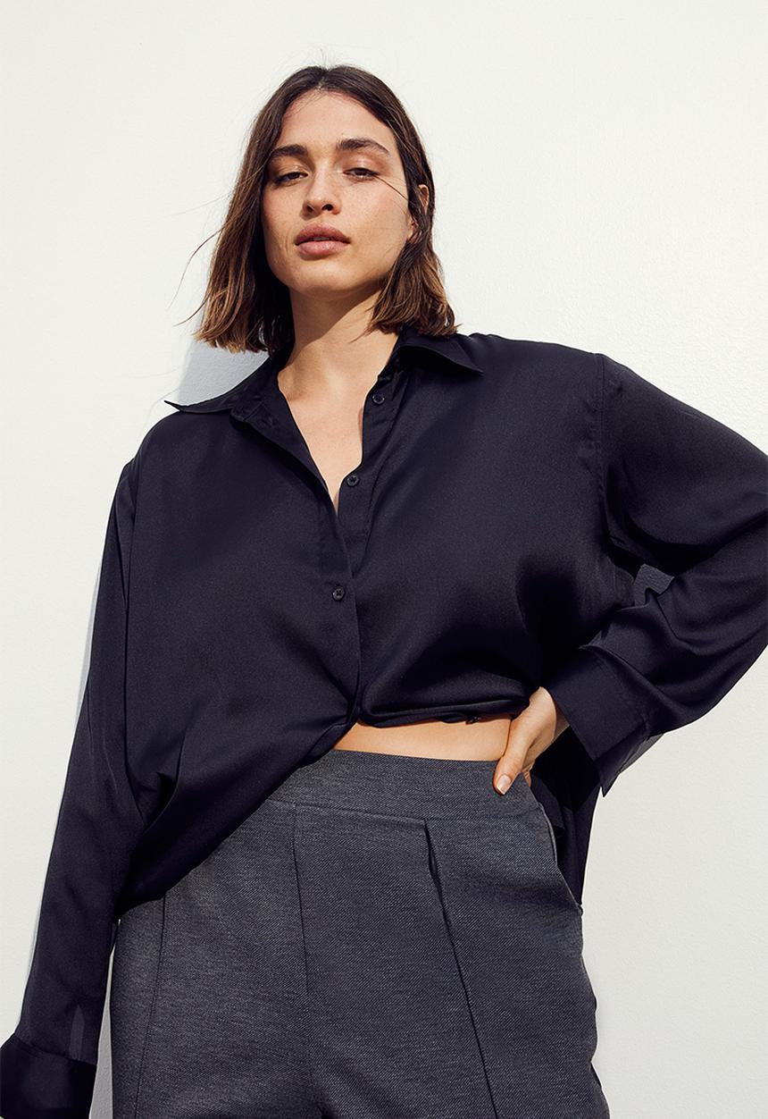 H&M - High-waisted tailored trousers - dark grey
