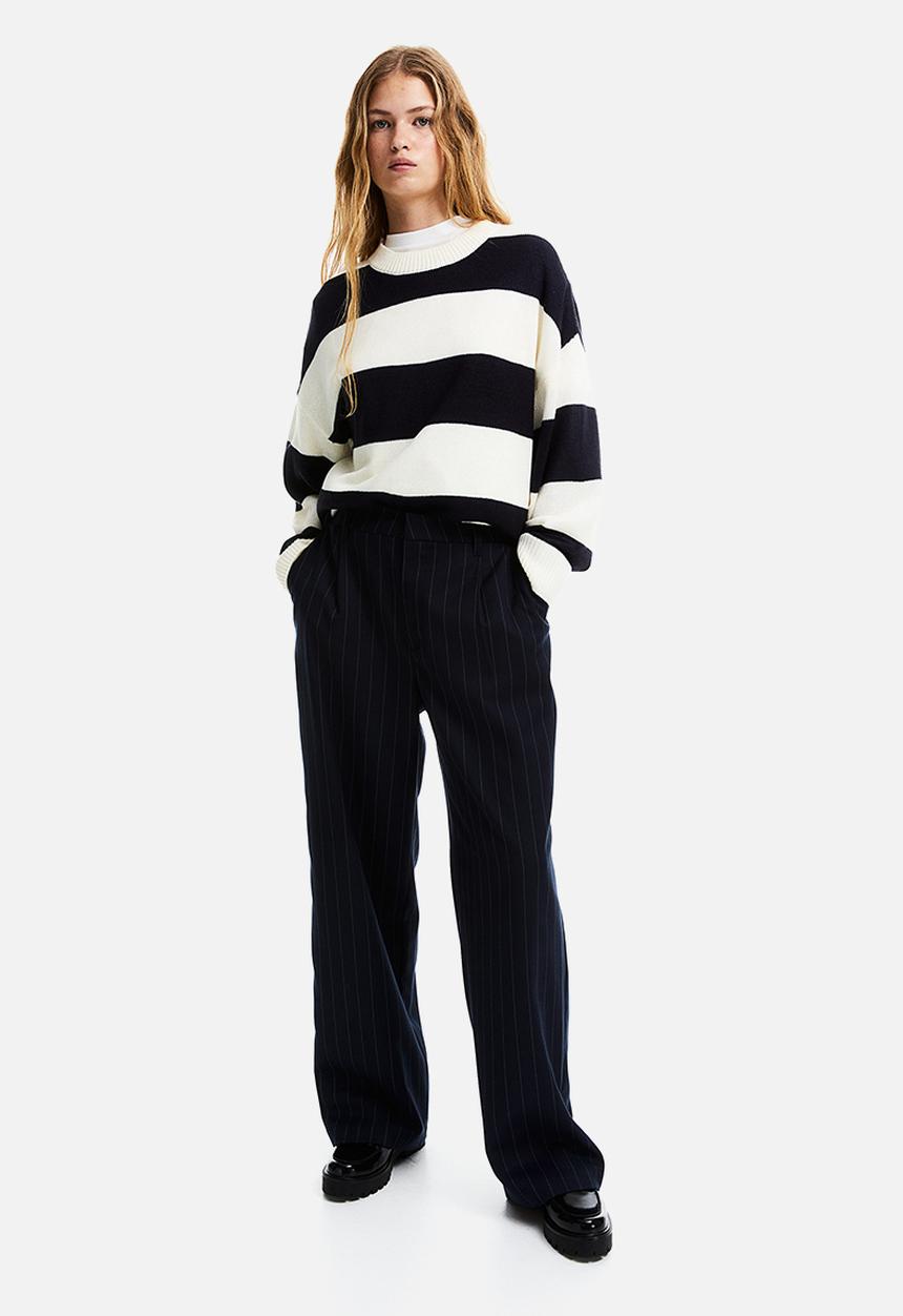 H&M - Jacquard-knit jumper - navy blue striped