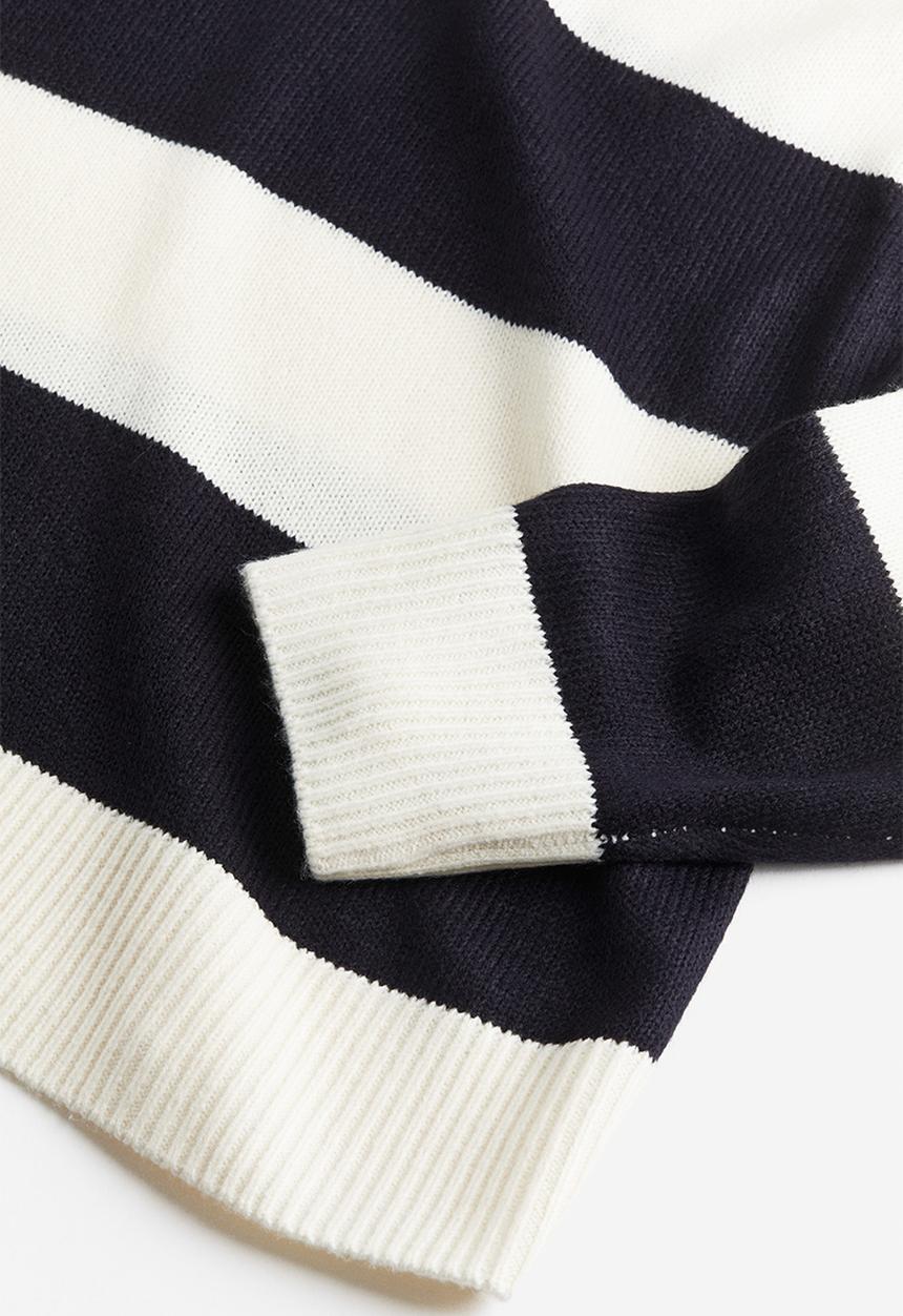 H&M - Jacquard-knit jumper - navy blue striped