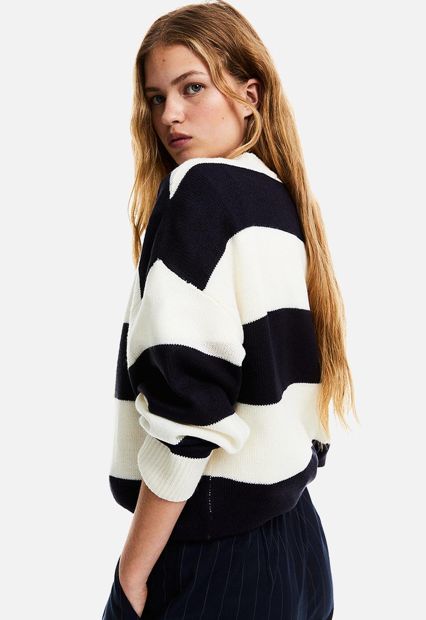 H&M - Jacquard-knit jumper - navy blue striped