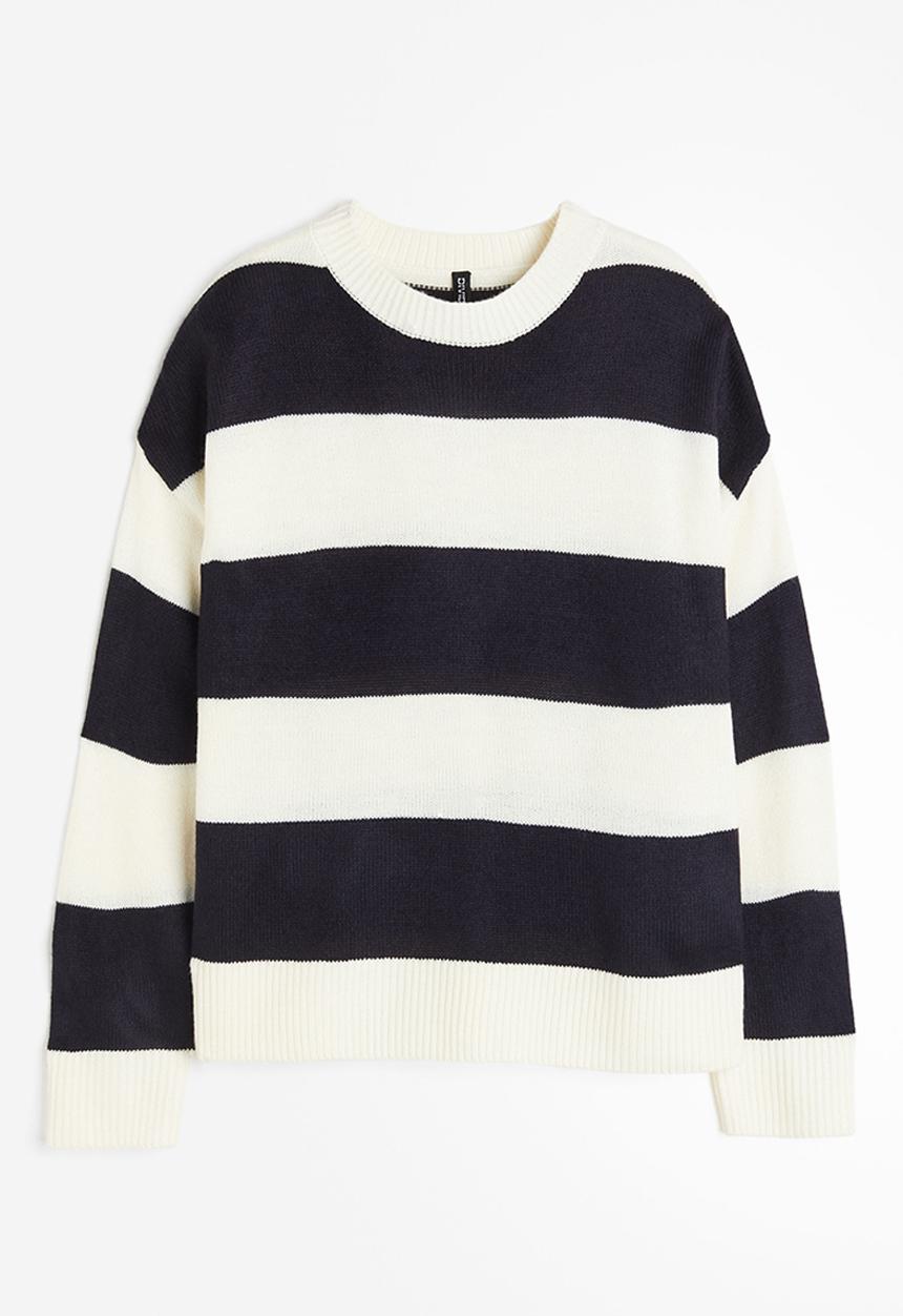 H&M - Jacquard-knit jumper - navy blue striped