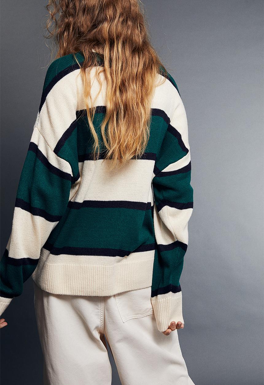 H&M - Jacquard-knit jumper - dark green striped