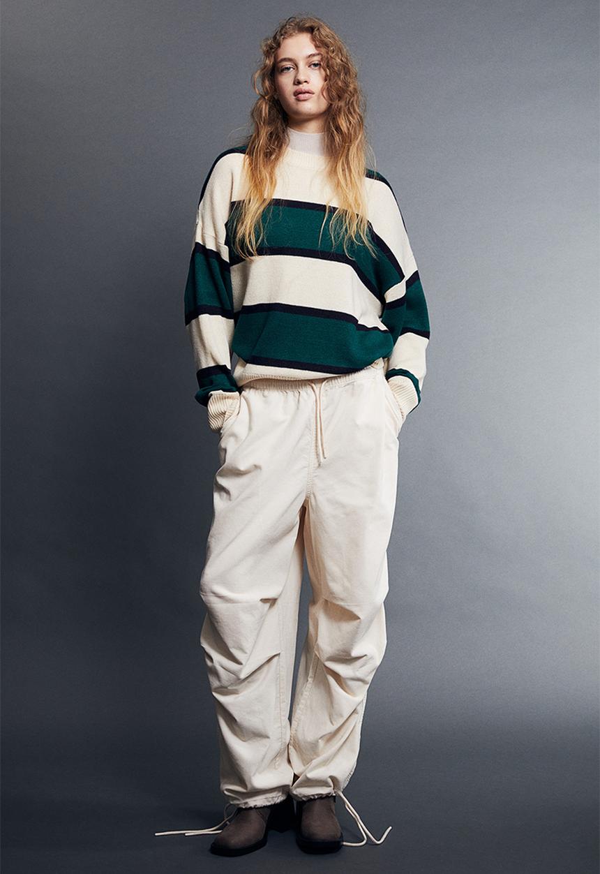 H&M - Jacquard-knit jumper - dark green striped