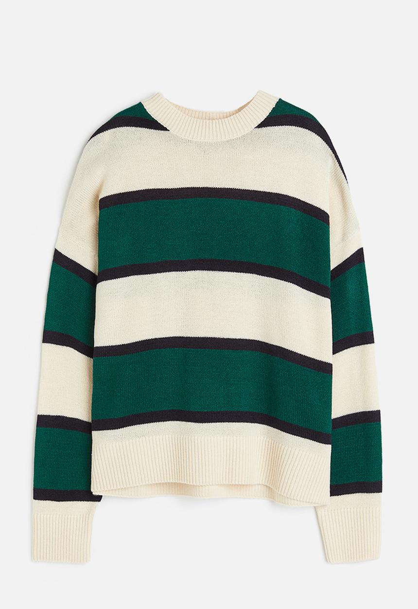 H&M - Jacquard-knit jumper - dark green striped
