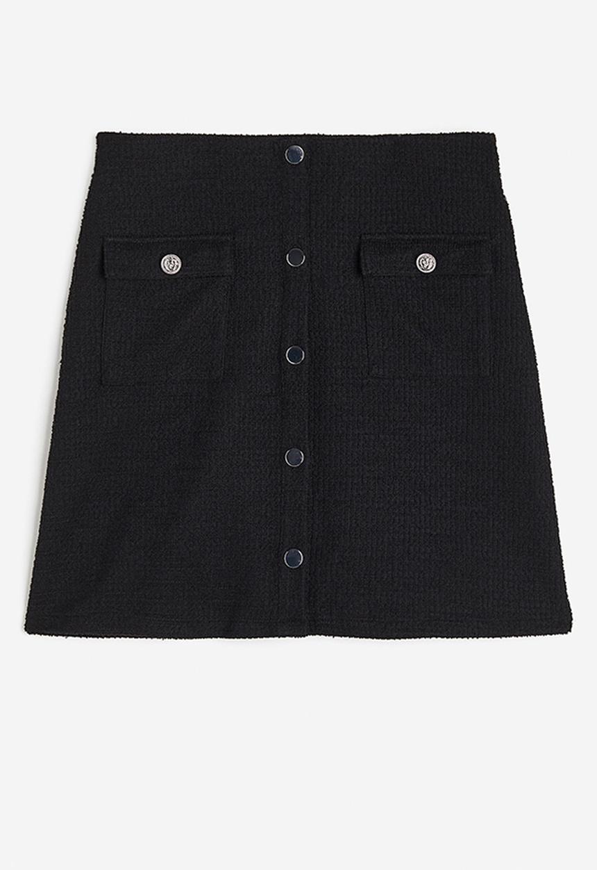 H&M - Button-front skirt - black