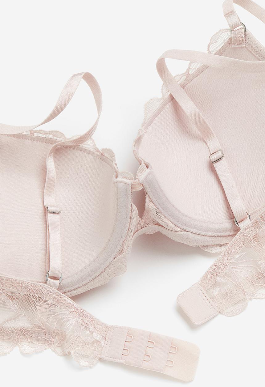 H&M - Lace push-up bra - light pink